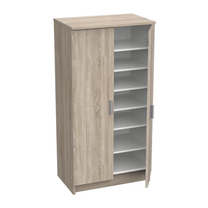 SHoeS Contemporary style shoe cabinet in brushed oak and pearl white - L 54,6 cm