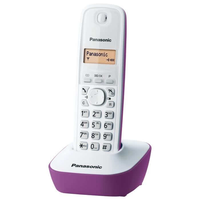 Panasonic KX-TG1611FRF Solo Cordless Telephone Answering Machine White Purple