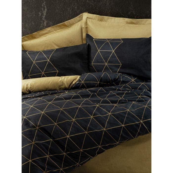 Bedding set - 1 duvet cover 220 x 240 cm + 2 pillowcases 60 x 60 cm - 100% cotton - Black