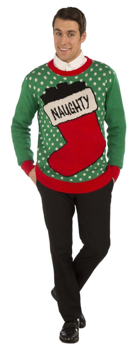 Naughty Stocking Ugly Christmas Sweater Adult Large