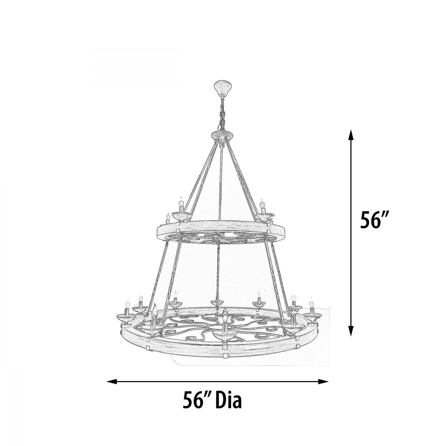 Two Tier Ridge Line 56" Chandelier