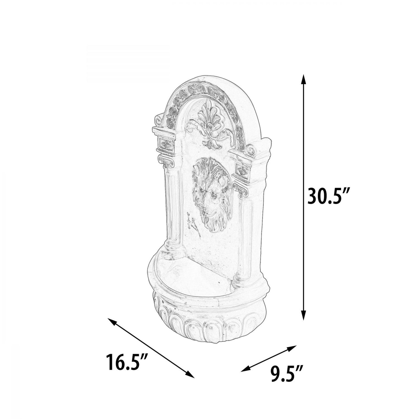 Terra Cotta Lion Hanging Wall Fountain