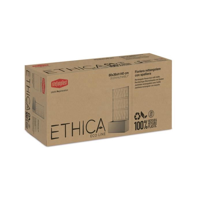 Ethica rectangular flower box 80 cm with graphite trellis