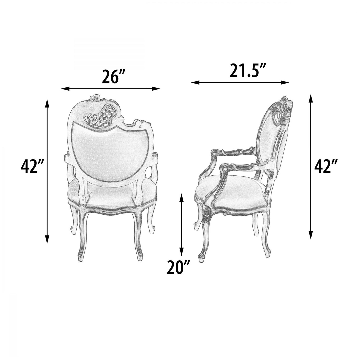 Platine Pair of French Rococo Mahogany Fire Side Chairs
