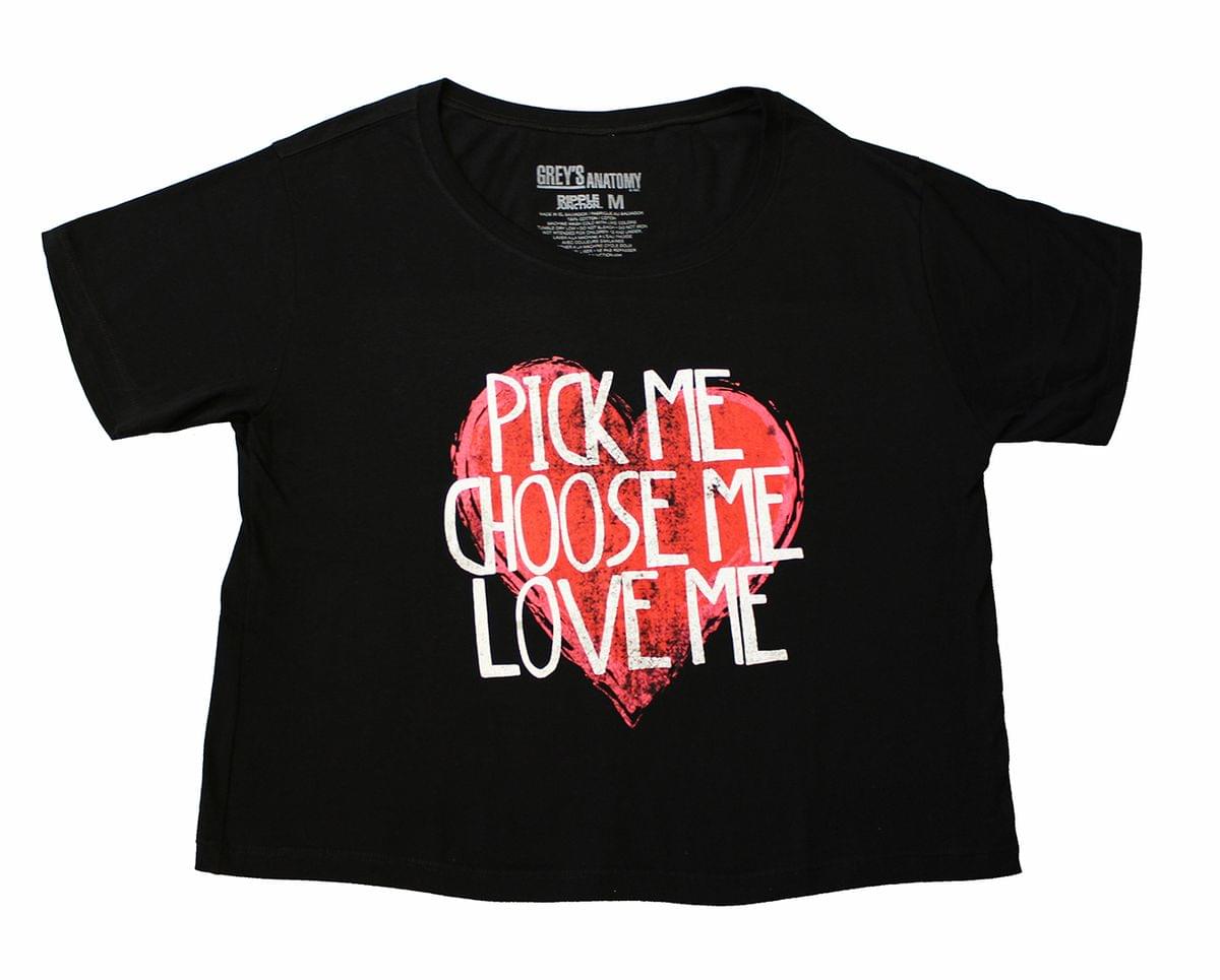 Greys Anatomy "Pick Me" Women's Black Crop Top - X-Large