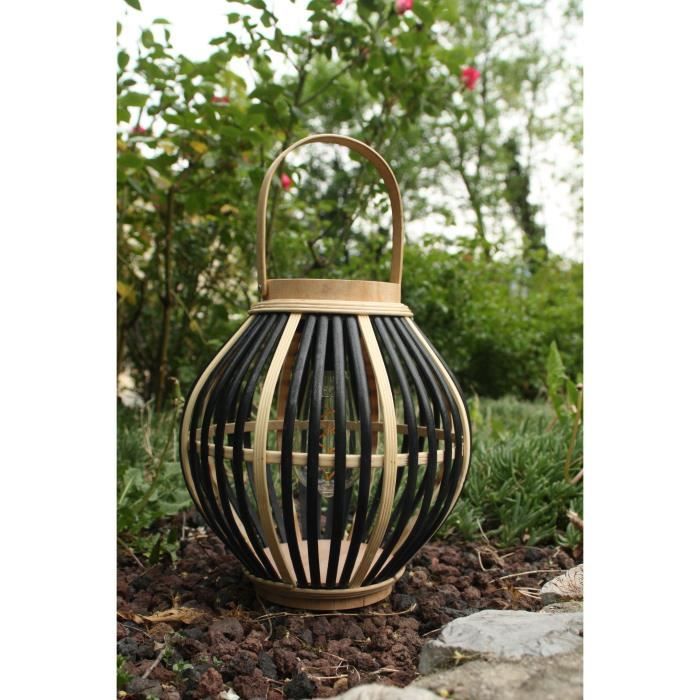 Bamboo solar lamp - Olivie - Black