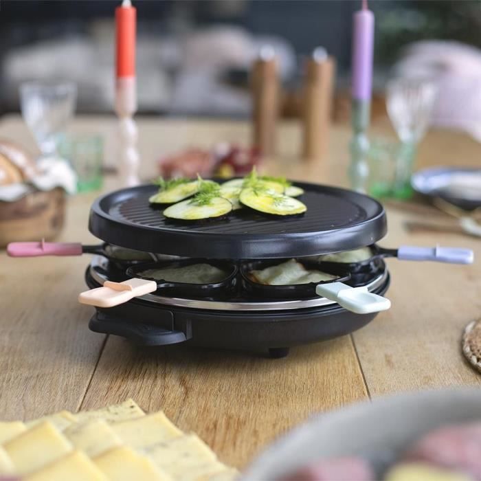 Raclette machine for 6 people - LIVOO - DOC207P - 800W - 6 people - Removable grill door - 6 spatulas and 6 fondue pots