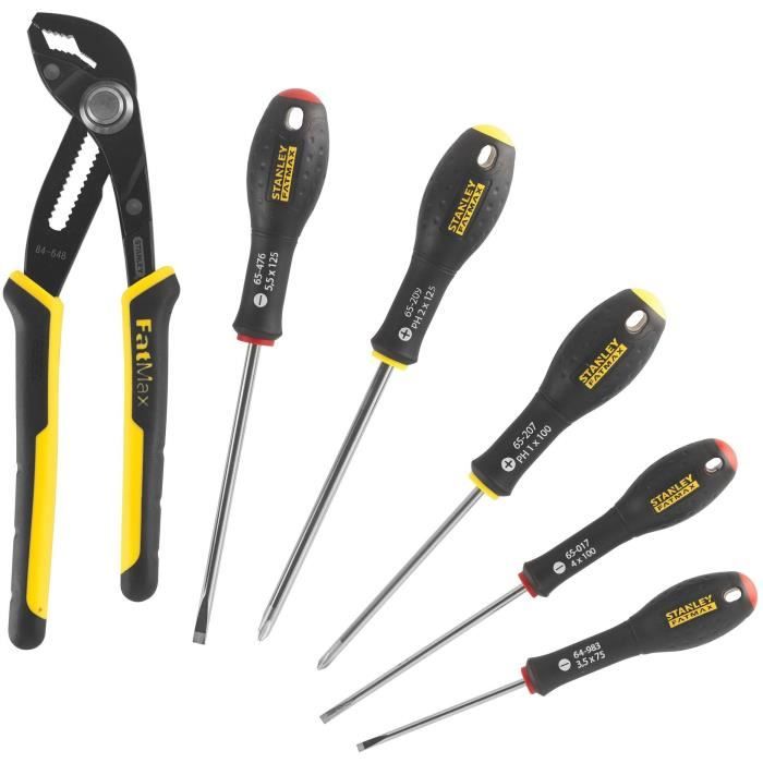6 Piece Tool Set - - STANLEY FATMAX - FMHT0-62639 - 250mm Locking Multi-Grip Pliers + Electrician's Screwdriver + Phillips