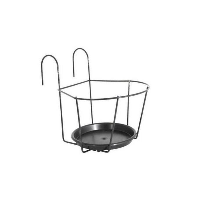 ARTEVASI PAP for balcony with saucer - 25 x 25 cm - Anthracite gray