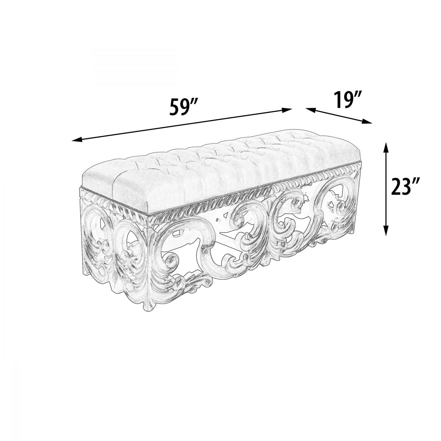 Gold Rococo Three Seat Bench