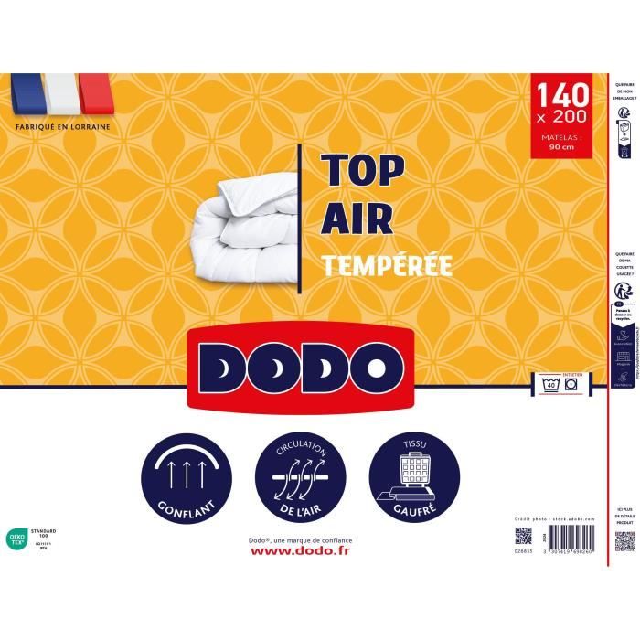 Temperate duvet - DODO - TOP AIR - 140 x 200 cm - 300G/M² - White