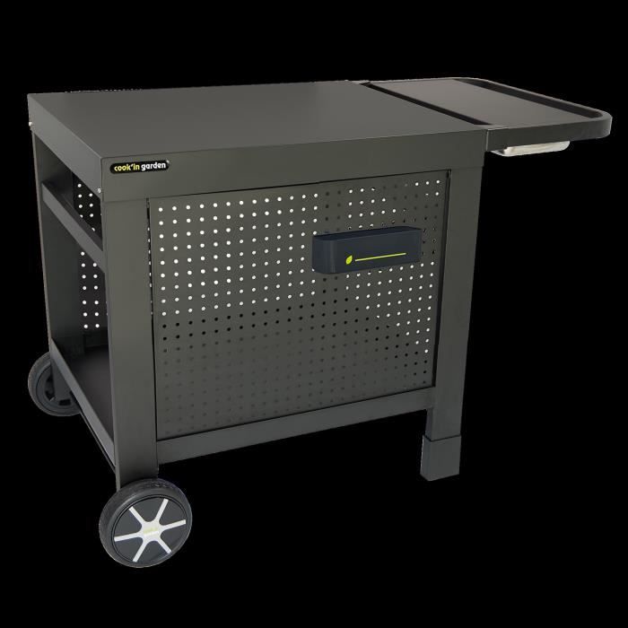 COOK'IN GARDEN REVA 110 PREMIUM serving trolley - 100% metal - Work surface (L.108 x W.55 cm) - 1 low shelf, 1 skirt, 1 splashback