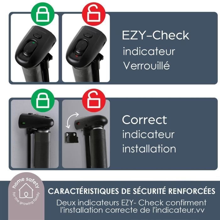 Extra high retractable safety barrier - DREAMBABY - 60 to 140 cm H90 cm - Black