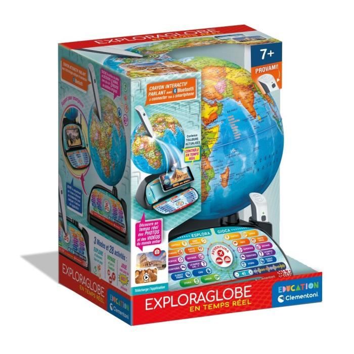 CLEMENTONI - Exploraglobe - Real-time travel - 3 game modes and 28 activities - Bluetooth pen