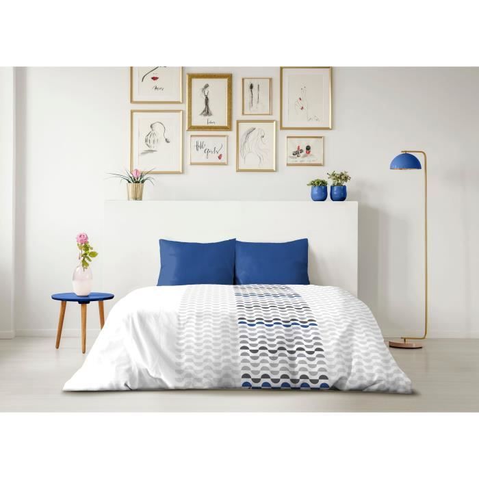 AMBROISIE Microfiber Duvet Cover Set - 1 Duvet Cover 220 x 240 cm + 2 Pillowcases 63 x 63 cm - Blue