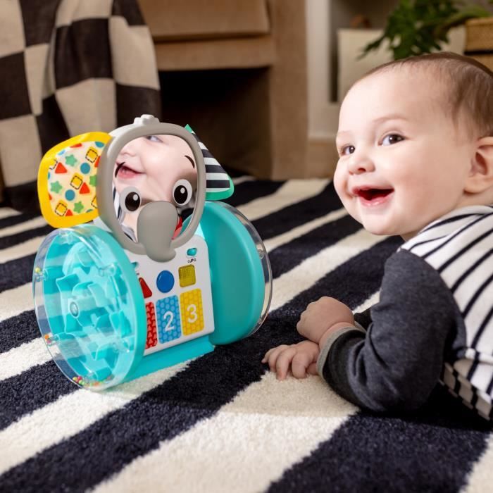 BABY EINSTEIN Little Elephant Rolling Toy, Music and Lights, Interactive and Multilingual, Motor Skills Development