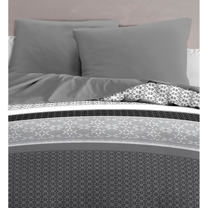 Set of 2 pillowcases - HOME LINGE PASSION - 63 x 63 cm - Anthracite gray