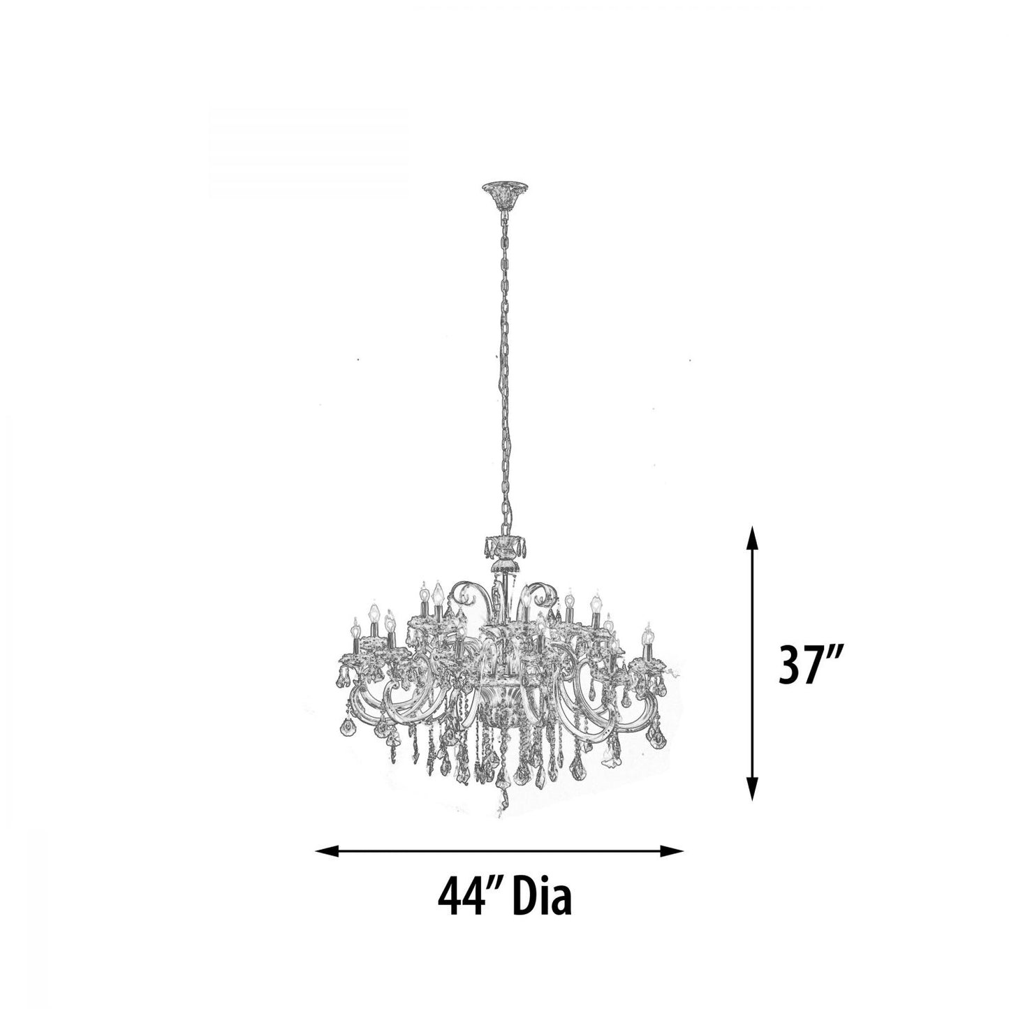 Hollywood Brush 18 light Silver Chandelier