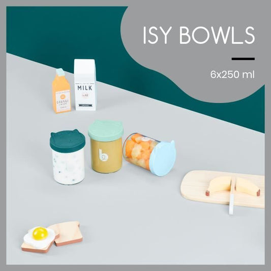 Babymoov Isy Bowls 6 Borosilicate glass conservation pots - Graduates 250ml