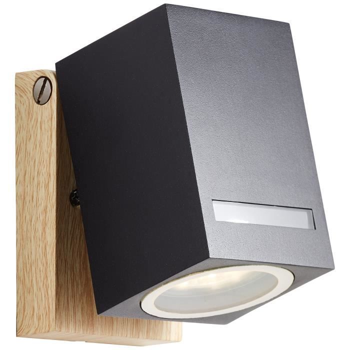 BRILLIANT - GALENI Outdoor wall light - black/natural color - metal/glass GU10 1x20W