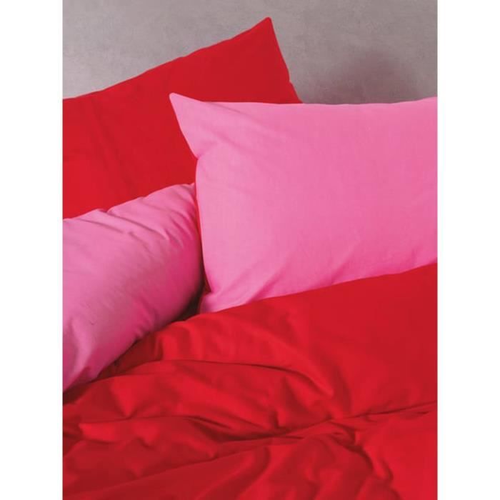 Bedding set - 1 duvet cover 220 x 240 cm + 2 pillowcases 60 x 60 cm - 100% cotton - Red