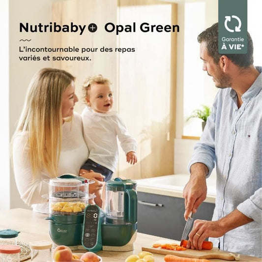Babymoov Nutribaby+ - 6 in 1 Multifunction Robot - Steamer/Mixer, Opal Green