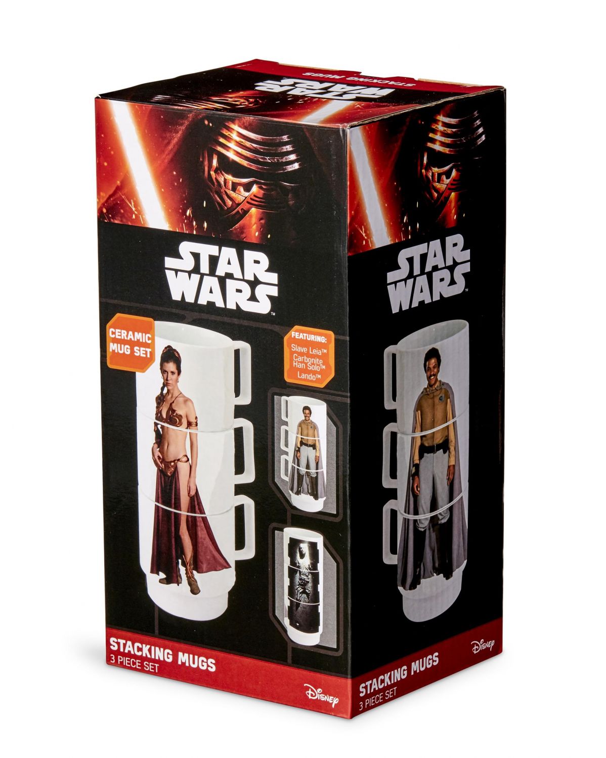 Star Wars 11-Oz Stacking Mugs - Princess Leia, Han Solo in Carbonite, and Lando