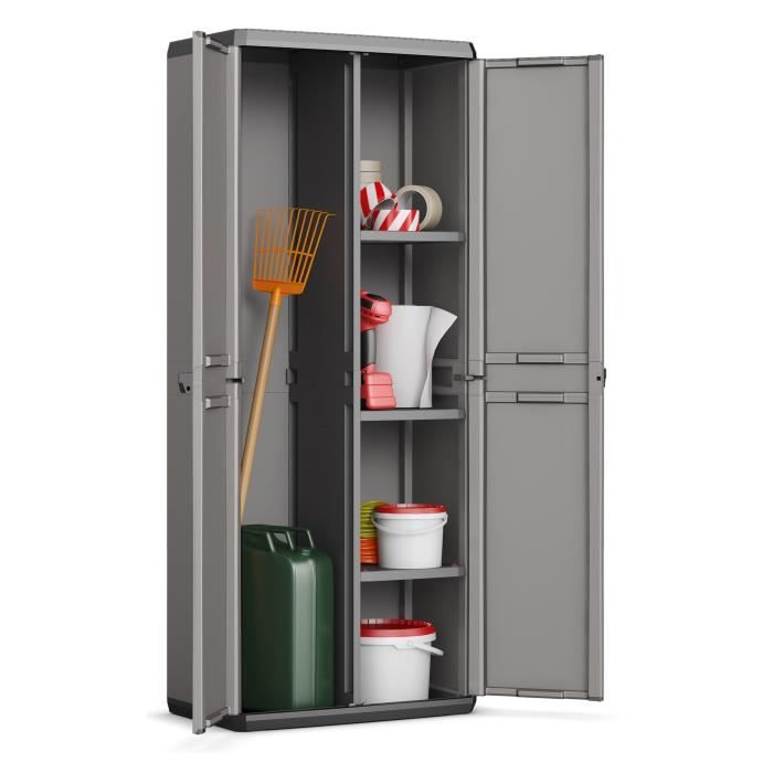 KIS Più Utility Storage Cabinet - 68 x 39 x 166 cm - Charcoal Gray and Black