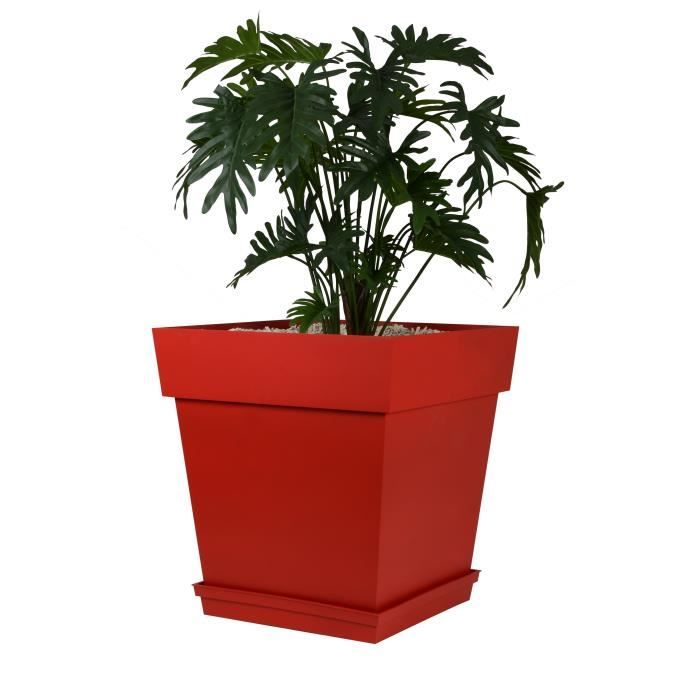 EDA Square Pot Tuscany - 50 cm - 87 L - Red