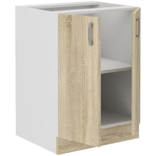 SARA kitchen base unit - 2 doors - Sonoma oak decor - L60 x D48 x H 82 cm