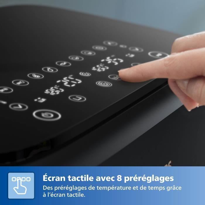 Oil-free fryer - PHILIPS - NA352/04 - 9L - Double basket - Touch screen + Accessories - Black