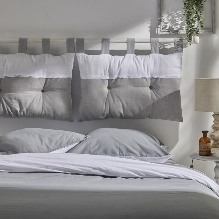 Duvet cover - TODAY - CHARME - 57 thread count cotton - Light grey x Dune Constance - 260 x 240 cm