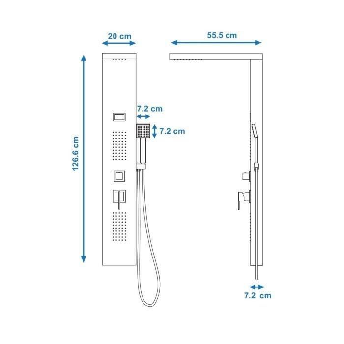 ROUSSEAU Torquay black hydromassage shower column - LED display