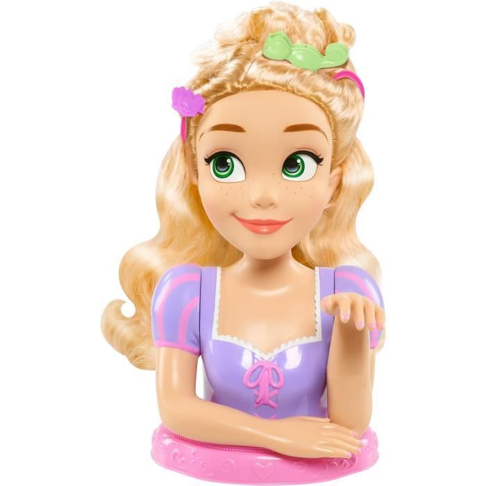 Hairdressing head - DISNEY - Rapunzel Deluxe - 12 accessories - Fake nail polish bottle - Hairdressing guide
