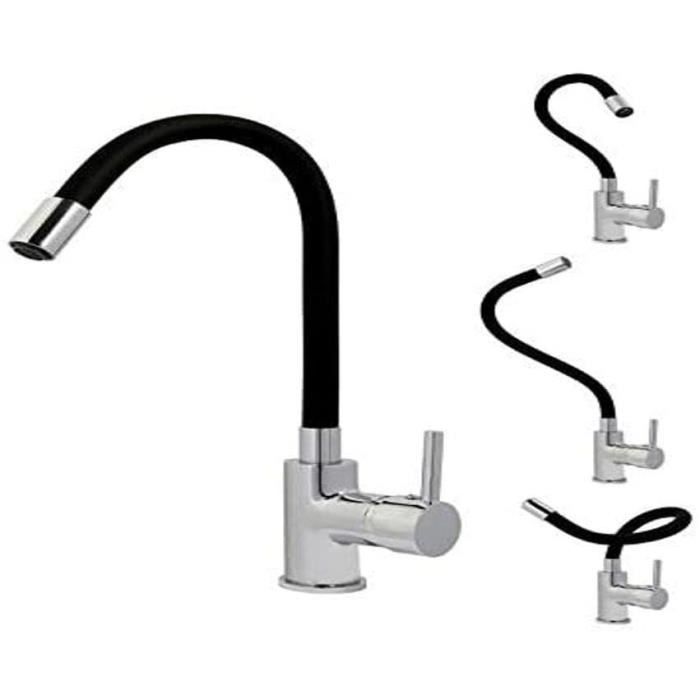 Rousseau Kitchen mixer Køben - Without shower - Shape - Gray and Black