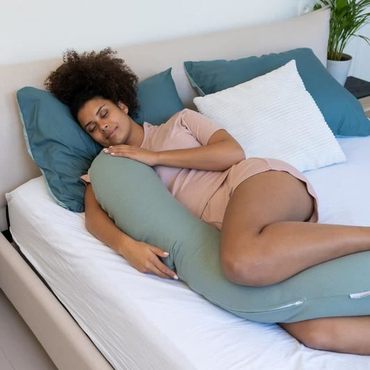 doomoo Maternity Pillow and Nursing Pillow Buddy, Ultra Comfort, Oeko-Tex Certified, Tetra Jersey Green