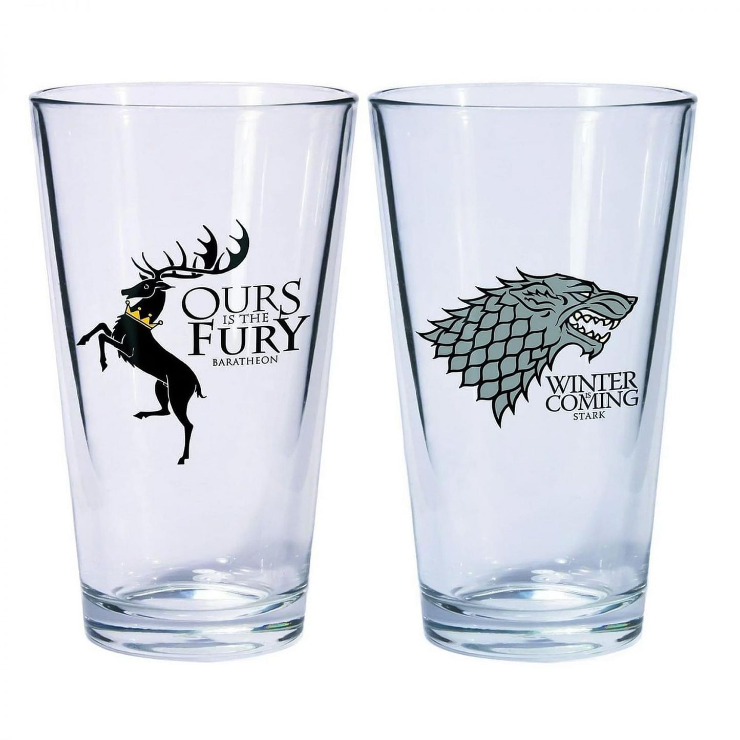Game Of Thrones Pint Glass Set Of 2 Stark & Baratheon