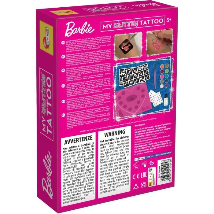 Barbie Glitter Tattoo Kit - LISCIANI GIOCHI - Create colorful and sparkly tattoos