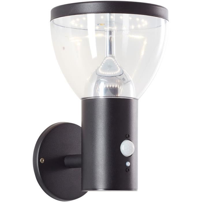 Outdoor wall light - BRILLIANT - TULIP - LED and solar - Motion detector - Stainless steel and plastic - 4 W - Black