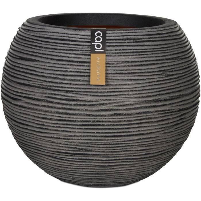 Ball vase - CAPI EUROPE - RIB NL - 40 x 32 cm - Anthracite