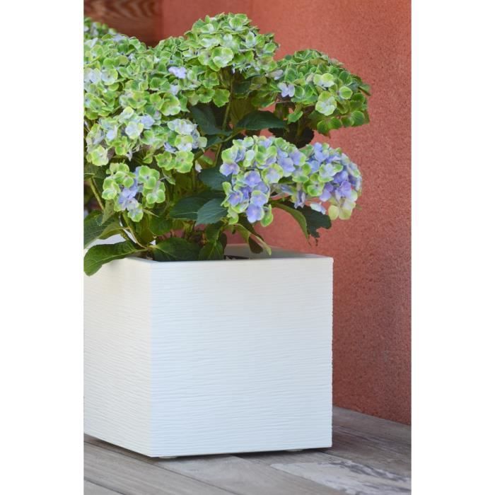 PLASTIC EDA Graphit Up Square Flower Box - 21 L - 29.5 x 29.5 x 29.5 cm - White ceruse