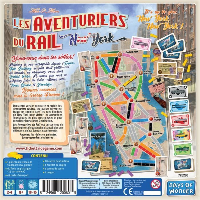 Days of Wonder | Rail adventurers: New York | Board game | From 8 years old | 2 to 4 players | 10 to 15 minutes