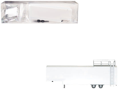 Race Horse Transport Trailer White 1/87 (HO) Plastic Model by Promotex