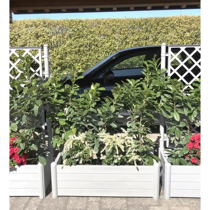 Stefanplast rectangular flower tray - Wooden finish - 100x43xh35cm - 80L - White