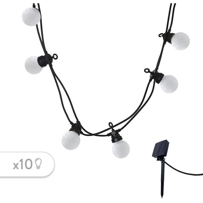 Solar light string - LUMISKY - PARTY MILKY SOLAR - 5.70 m - 8 modes - 10 warm white LED globes