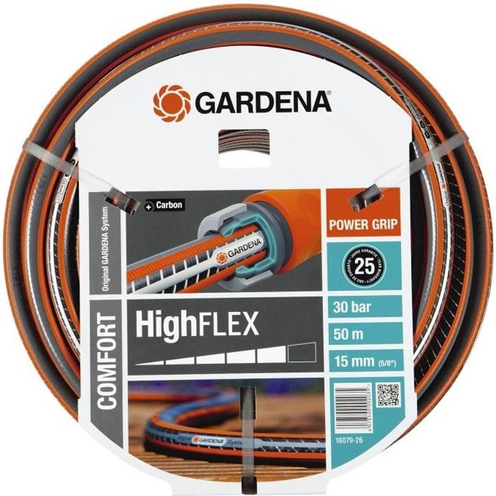 Gardena Comfort Highflex watering pipe-Length 50m-Ø15mm-Anti-node and non-deformable-20 years warranty (18079-26)