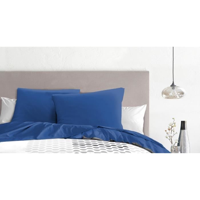 Set of 2 pillowcases - HOME LINGE PASSION - 63 x 63 cm - Blue