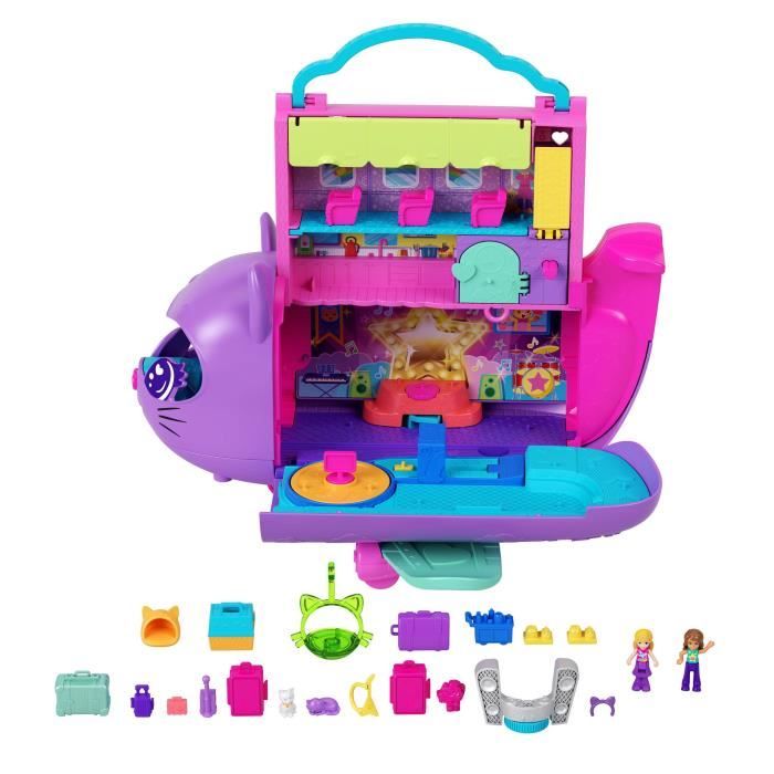 Polly Pocket-Transforming Kitten Airplane-Box with 2 Mini-Figures HWP19