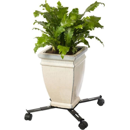 NATURE Roller shelf for extendable plants - Black metal - H6 x 34/51 x 34/51 cm