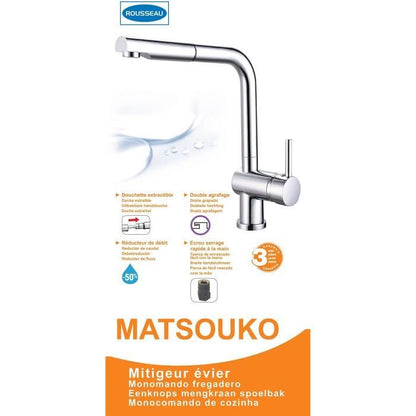 Rousseau Matstoko kitchen mixture - with shower - chrome gray